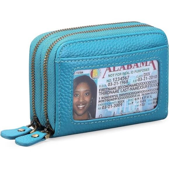 Small Genuine Leather Wallet for Women A17 Lake Blue